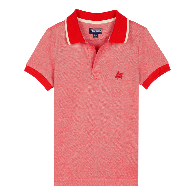 Boys Cotton Changing Color Pique Polo Shirt Solid - Polo - Pantin - Red - Size 14 - Vilebrequin