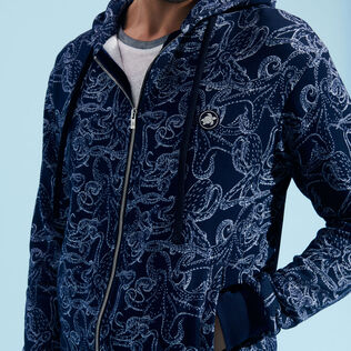 Sudadera con capucha y cremallera con estampado Poulpes Bicolores para hombre Azul marino detalles vista 1