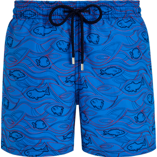 Men Swim Shorts Embroidered Aquarium Limited Edition Swimming Trunk Mistral Blue Size M Vilebrequin