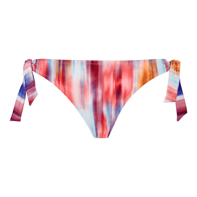 Braguita De Bikini Con Tiras De Atado Lateral Y Estampado Ikat Flowers Para Mujer - Traje De Baño - Flamme - Multi