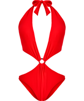 Maillot de bain une pièce trikini femme Jacquard Vichy Coquelicot vue de face