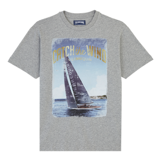 T-shirt en coton homme Blue Sailing Boat Gris chine vue de face