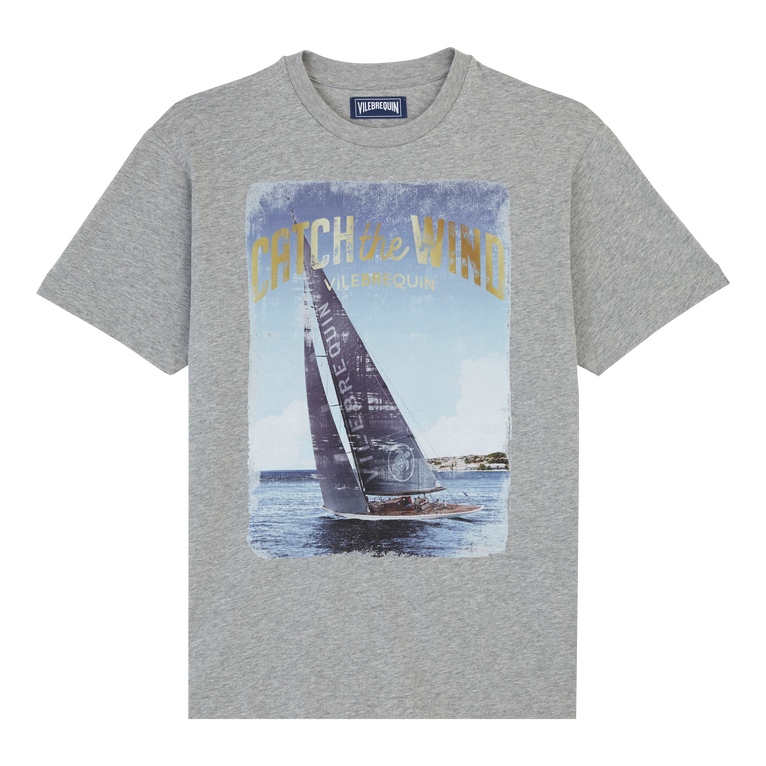 Blue Sailing Boat Baumwoll-t-shirt Für Herren - Portisol - Grau