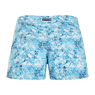 Pantaloncini da spiaggia donna elasticizzati Flowers Tie &Dye Blu marine vista posteriore
