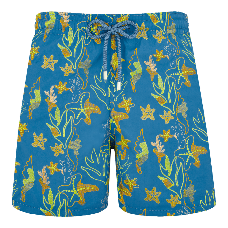 Men Swim Shorts Embroidered Camo Seaweed - Limited Edition - Swimming Trunk - Mistral - Blue - Size 6XL - Vilebrequin