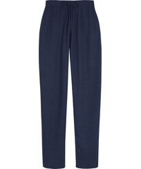 Pantaloni unisex in jersey di lino tinta unita Blu marine vista frontale