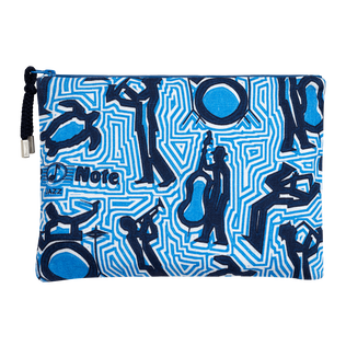 Zipped Linen Beach Pouch- Vilebrequin x Blue Note Earthenware back view