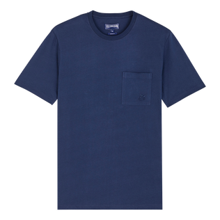 Camiseta de algodón orgánico de color liso para hombre Azul marino vista frontal