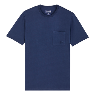 Einfarbiges T-Shirt aus Bio-Baumwolle für Herren Marineblau Vorderansicht