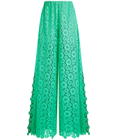 Women Guipure Pants Flowers Lace Green paradise 正面图