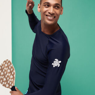 Einfarbiges Rashguard für Herren Marineblau Details Ansicht 2