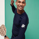 Einfarbiges Rashguard für Herren Marineblau Details Ansicht 2
