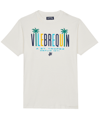 T-shirt uomo in cotone Vilebrequin Palms Off white vista frontale
