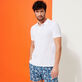 Men Organic Cotton Pique Polo Shirt Solid White front worn view