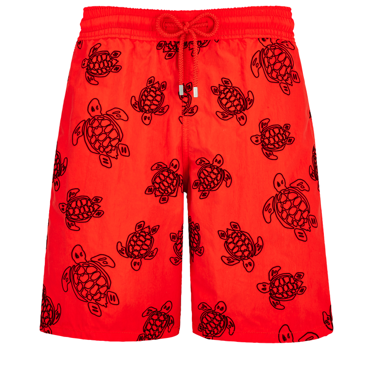 Men Swim Shorts Ronde Des Tortues Flocked - Okoa - Red