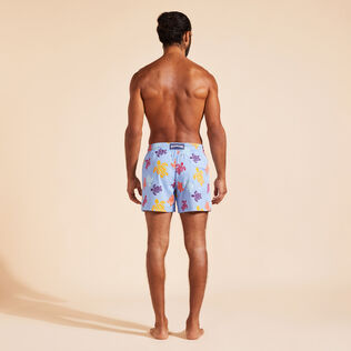 Men Stretch Swim Shorts Tortues Multicolores Flax flower back worn view