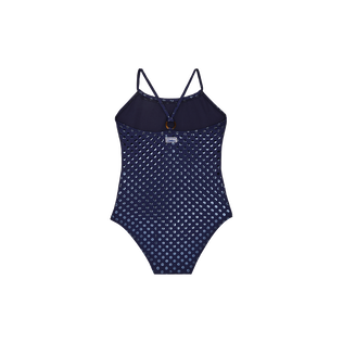 Girls One-piece Swimsuit Relief Sparkling Navy back view