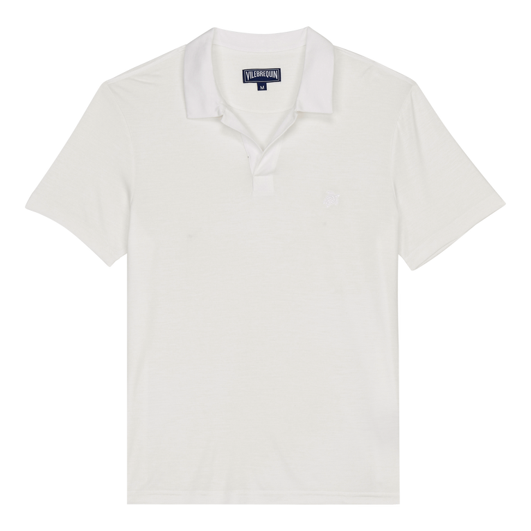Men Tencel Polo Shirt Solid - Pirinol - White - Size XXL - Vilebrequin