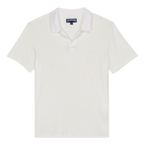 Men Tencel Polo Shirt Solid White front view