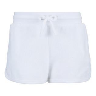 Girls Terry Short Solid White front view