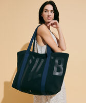 Bolsa de playa grande Vilebrequin Negro mujeres vista frontal desgastada