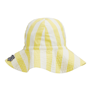 Girls Large Stripes Cotton Hat Sunflower front view