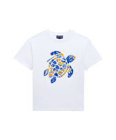 Boys Organic Cotton T-shirt Printed Turtle Octopus White front view