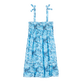 Flowers Tie & Dye Kleid aus Baumwolle für Mädchen Marineblau Rückansicht