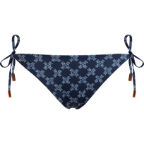 Women Bikini Bottom to be tied Turtle Monogram Azul marino vista frontal