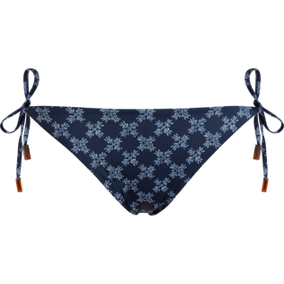 Women Bikini Bottom to be tied VBQ Monogram Blu marine vista frontale