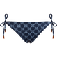 Women Bikini Bottom to be tied Turtle Monogram Navy front view
