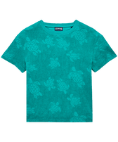 Kids Roundneck Terry T-shirt Ronde des Tortues Tropezian green front view