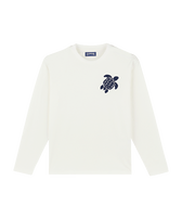 Men Cotton Long Sleeves T-shirt Embroidered Turtle Off white front view