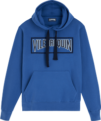 Solid Kapuzenpullover aus Baumwolle für Herren Sea blue Vorderansicht