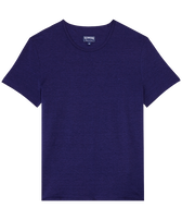 Camiseta de lino de color liso unisex Midnight vista frontal