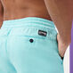 Men Cotton and Linen Stretch Comfort Pants Solid Lagoon details view 1