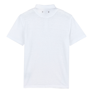 Polo en jersey de lin homme uni Blanc vue de dos