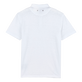 Polo en punto de lino de color liso para hombre Blanco vista trasera