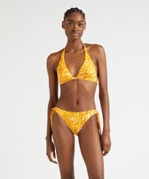 Women Side Tie Bikini Bottom Palm Leaves Mango front worn view