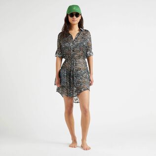 Women Silk Shirt Dress Pearl Black details view 1