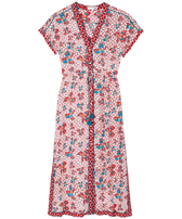 Vestido largo de encaje con estampado Iris para mujer - Vilebrequin x Poupette St Barth Amapola vista frontal