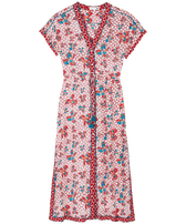 Women Maxi Dress Iris Lace - Vilebrequin x Poupette St Barth Poppy red front view