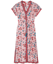 Women Maxi Dress Iris Lace - Vilebrequin x Poupette St Barth Poppy red front view