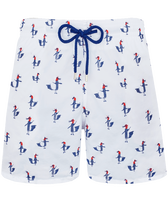 Men Swim Trunks Embroidered Cocorico ! - Limited Edition White front view