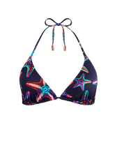 Women Triangle Bikini Top Disco Stars Navy front view