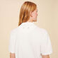 Camisa de bolos lisa en tejido terry unisex Blanco tiza detalles vista 3