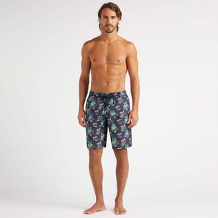 Men Long Swim Trunks Landscapes Turtles Midnight front worn view