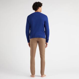 Men Wool and Cashmere Sweater Turtle Purple blue back worn view