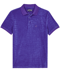 Men Terry Polo Shirt Solid Purple blue front view