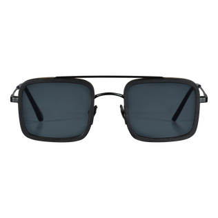 White Tulipwood Women and Men Sunglasses - VBQ x Shelter Black front view